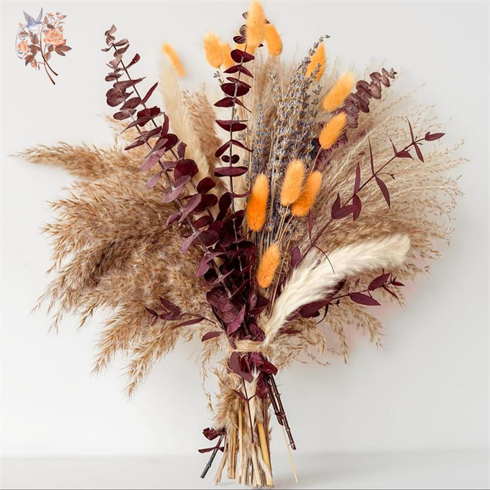 Dried Flower Bunch - 75 STKS Gedroogde Pampas Eucalyptus Blad