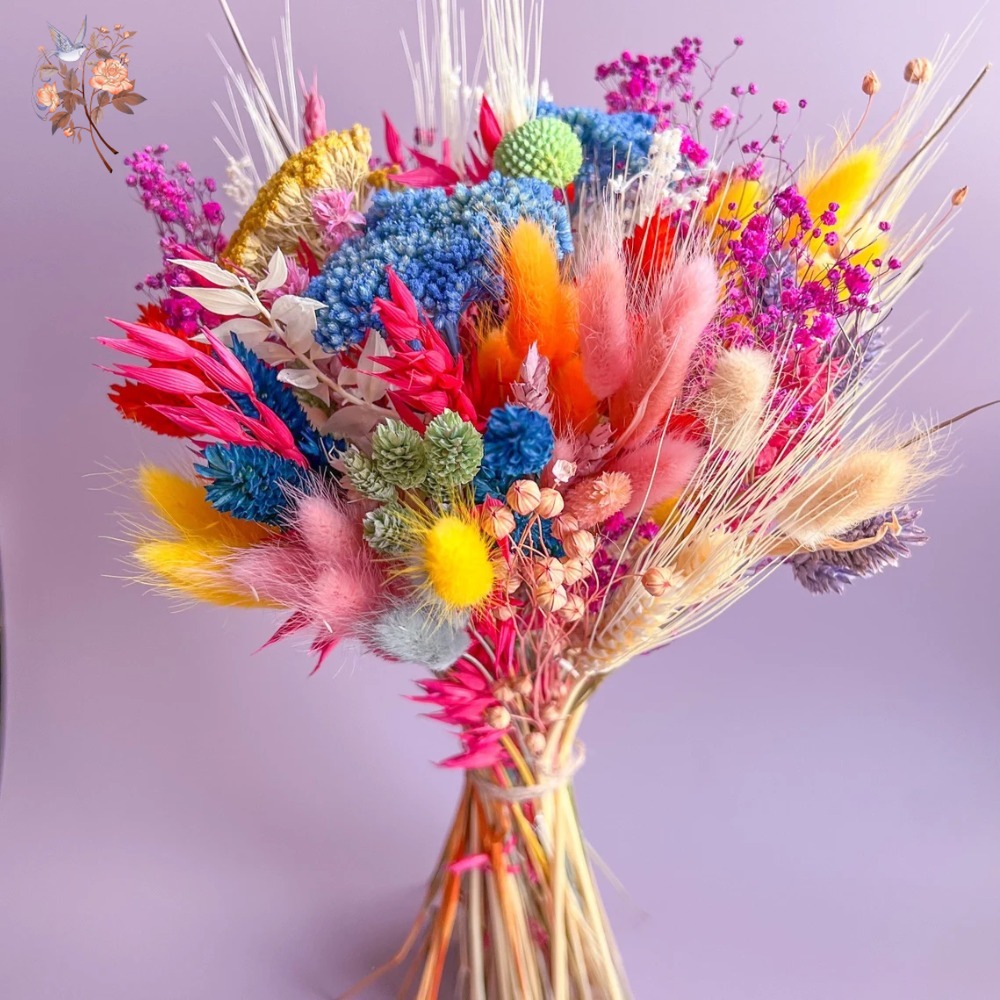 Dried Flower Bunch - Kleurrijke gedroogde bloemen bruidsboeket voor bruid