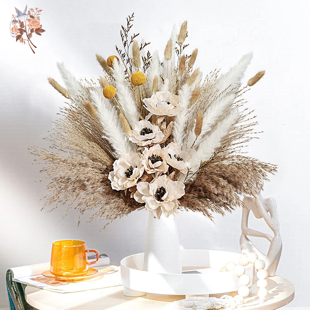 55 stuks kunstbloemboeket plui - Dried Flower Bunch recensie en prijs