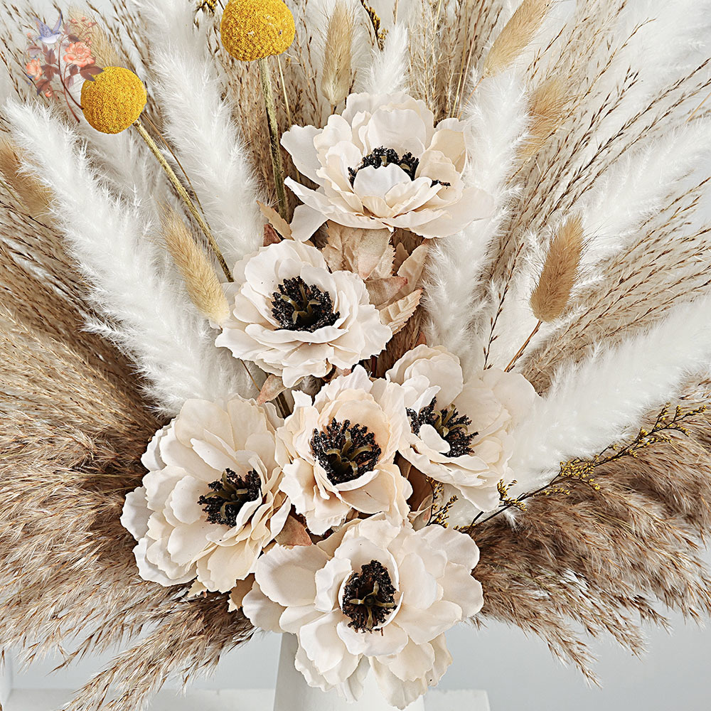 55 stuks kunstbloemboeket plui - Dried Flower Bunch recensie en prijs