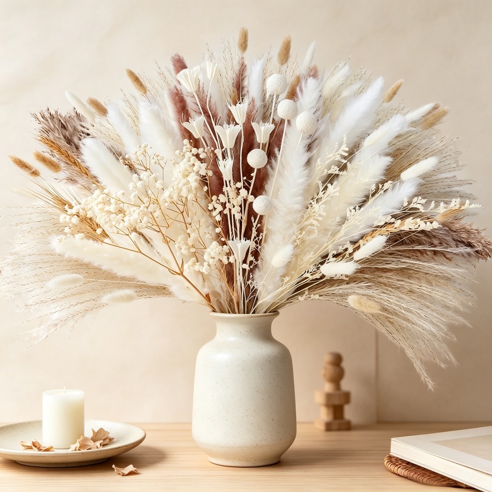 Gedroogd bloemenboeket, riet,  - Baby Breath Dried recensie en prijs